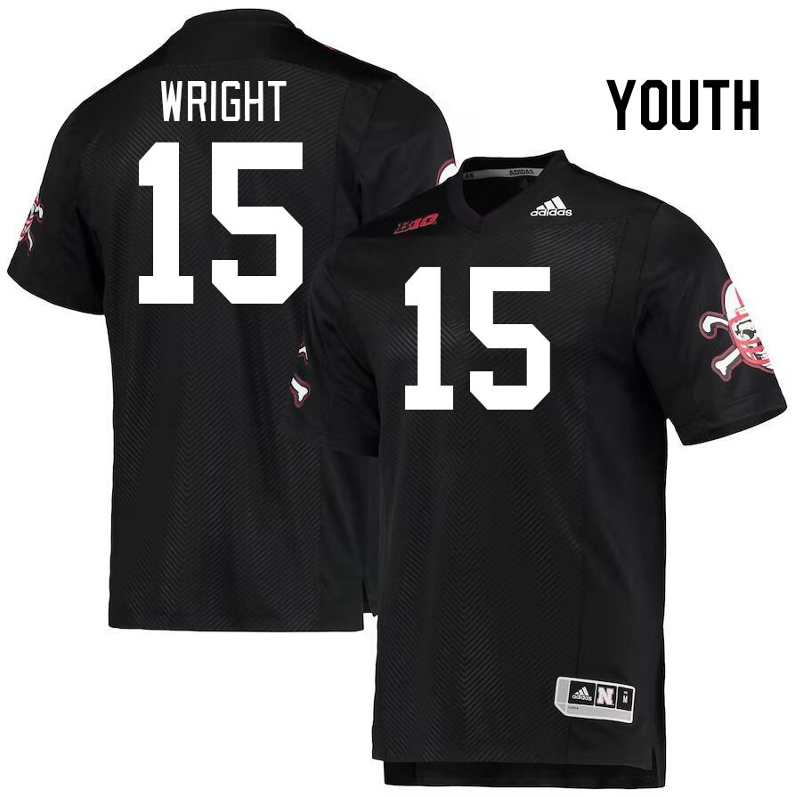 Youth #15 Ceyair Wright Nebraska Cornhuskers College Football Jerseys Stitched Sale-Black